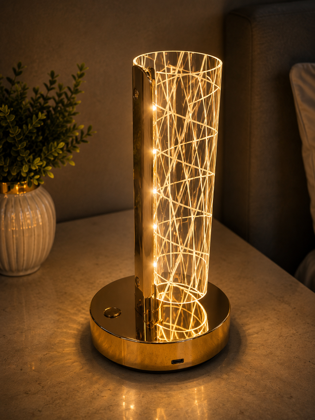 Rechargeable Crystal Touch Table Lamp with Warm LED Light