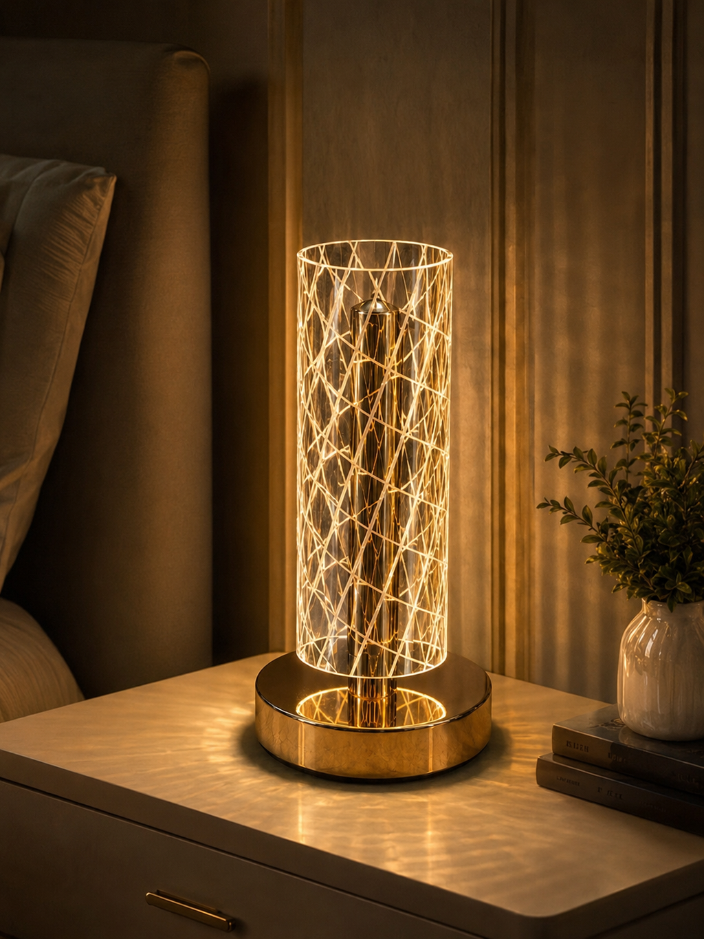 Rechargeable Crystal Touch Table Lamp with Warm LED Light