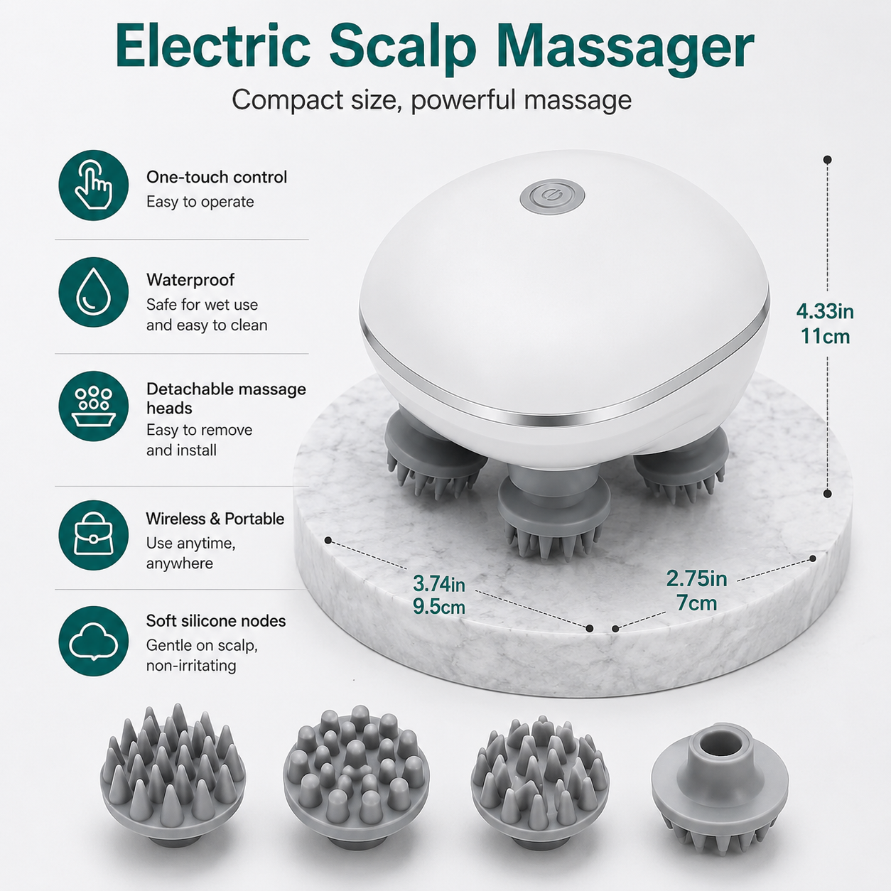 Rechargeable Electric Scalp Massager with 3 Modes