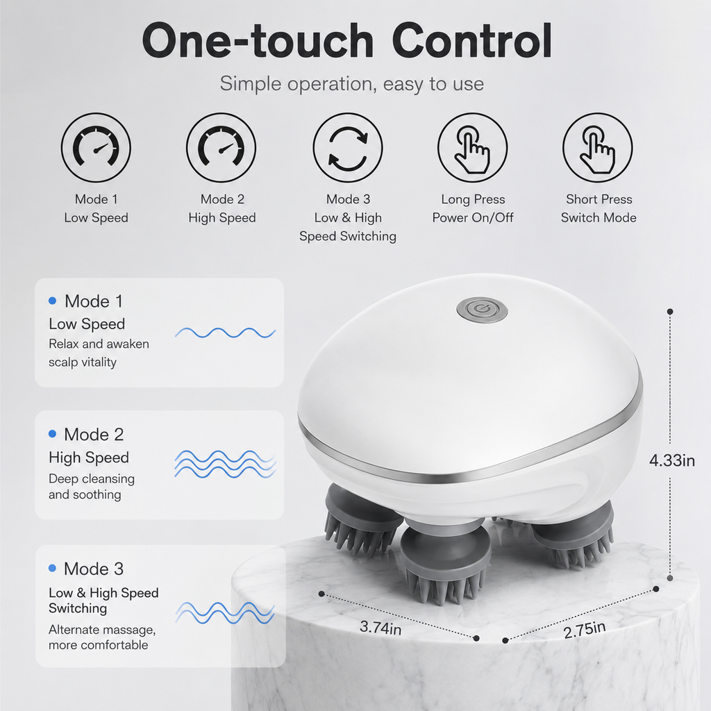 Rechargeable Electric Scalp Massager with 3 Modes