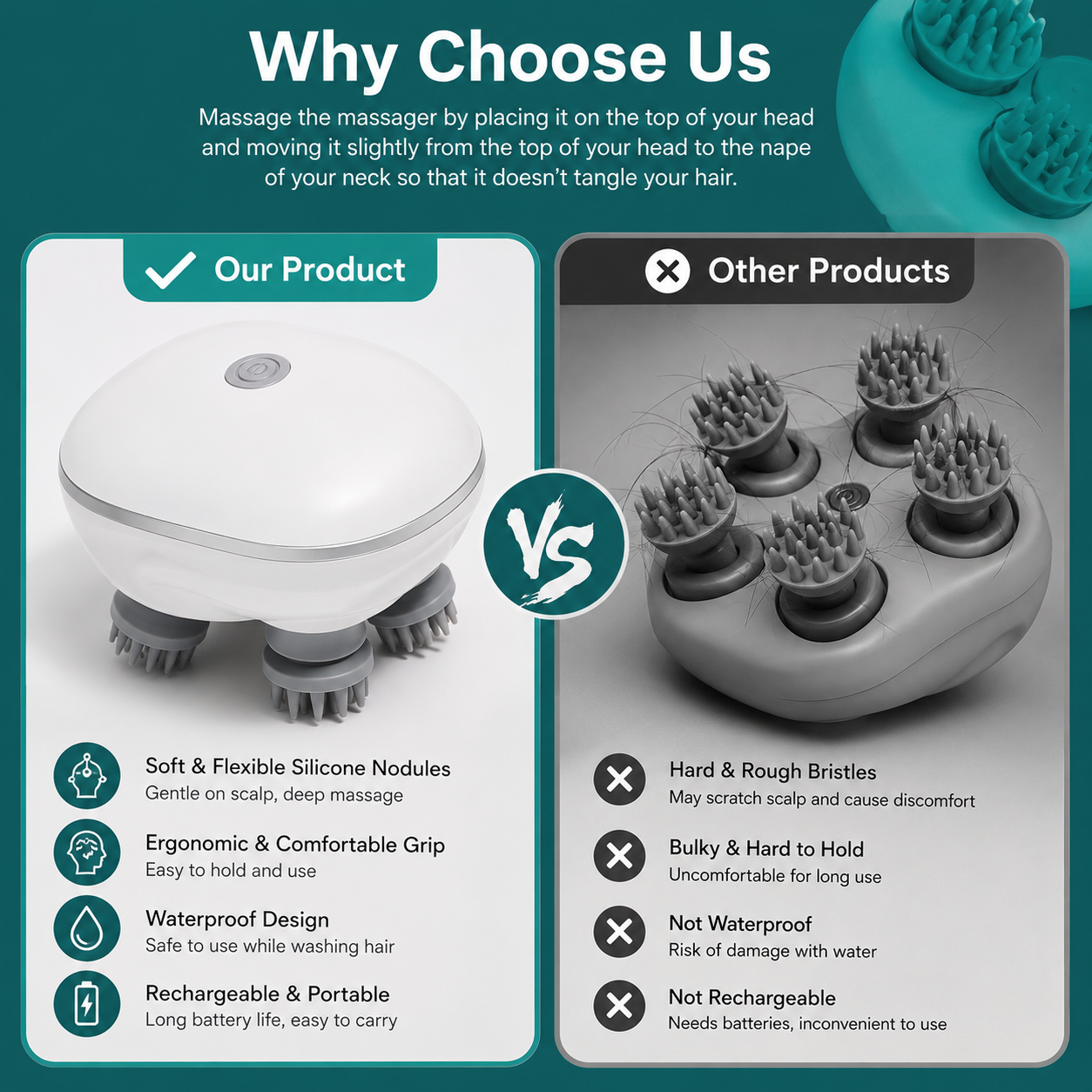 Rechargeable Electric Scalp Massager with 3 Modes