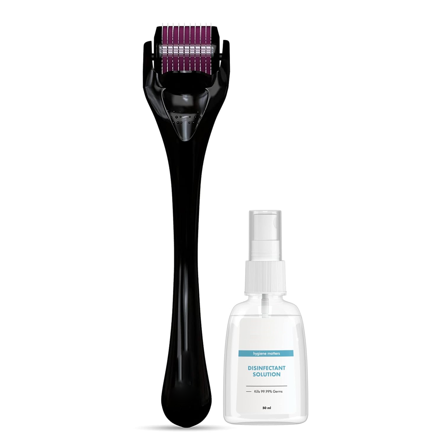 1.00 mm Derma Roller with Disinfectant | With 540 Titanium Alloy Needles | Promotes Beard & Hair Growth & Reduces Acne Scars | Safe & Effective to Use
