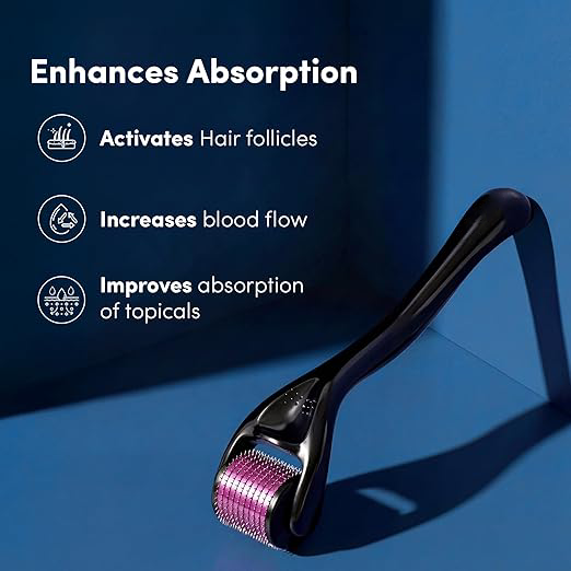 1.00 mm Derma Roller with Disinfectant | With 540 Titanium Alloy Needles | Promotes Beard & Hair Growth & Reduces Acne Scars | Safe & Effective to Use