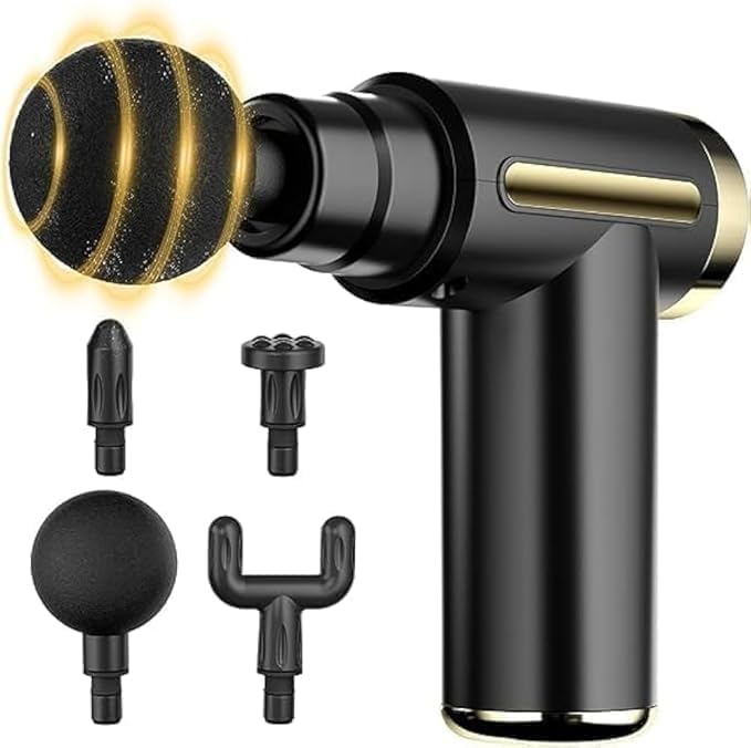 Mini Massage Gun Deep Tissue Handheld Massager for Full Body Pain Relief Small Powerful Portable Massage Gun with 6 Speeds 4 Heads Rechargeable Cordless Massager for Men Women