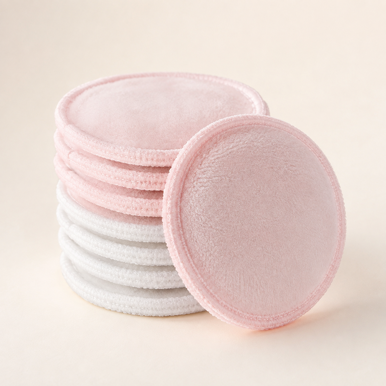 Stack of pastel reusable makeup remover pads
