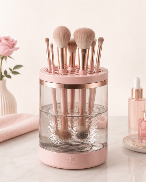 Rose-gold electric makeup brush cleaning machine